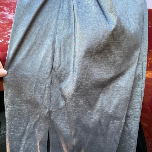 Slate Iridescent Gray Floral MIDI Dress with Slit - Picture 5 of 8